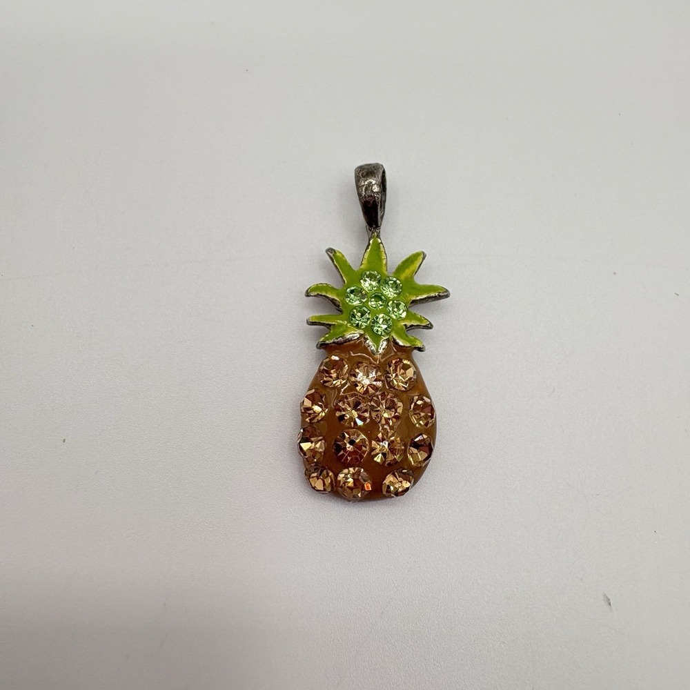 Pineapple Pendant Necklace‎ Charm Rhinestone Enamel Fruit Jewelry